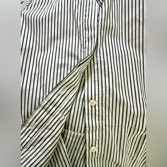 EUC COS Balloon Puffy Sleeve Striped Black & White Cotton Blouse, fitted, size 4 - Picture 7 of 10